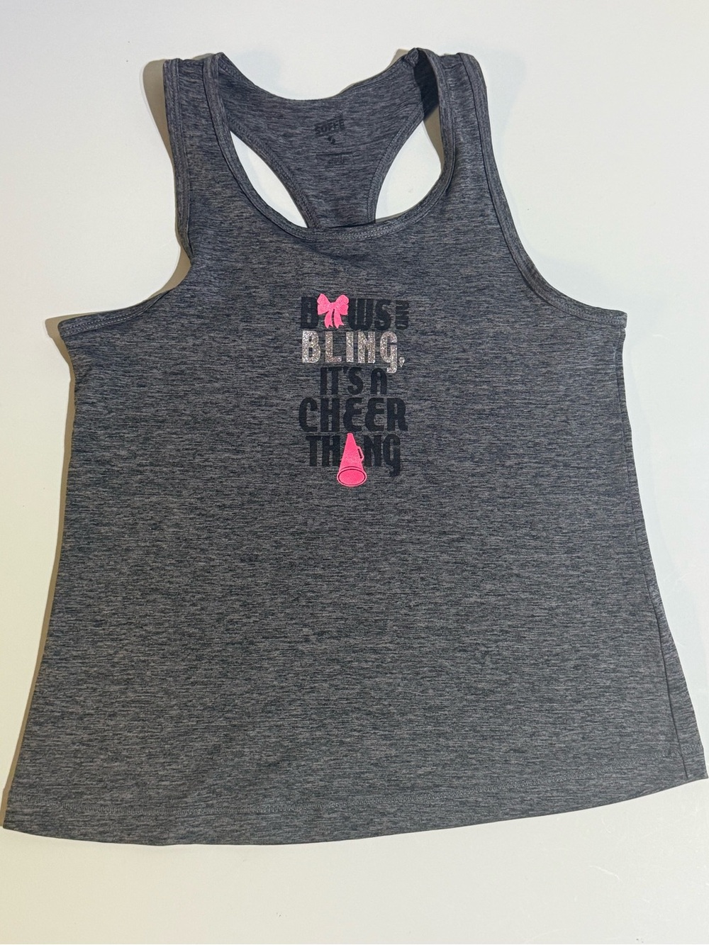 Soffe Girls Grey Dri-Fit Cheerleading Racerback Tank Top Youth M Like New